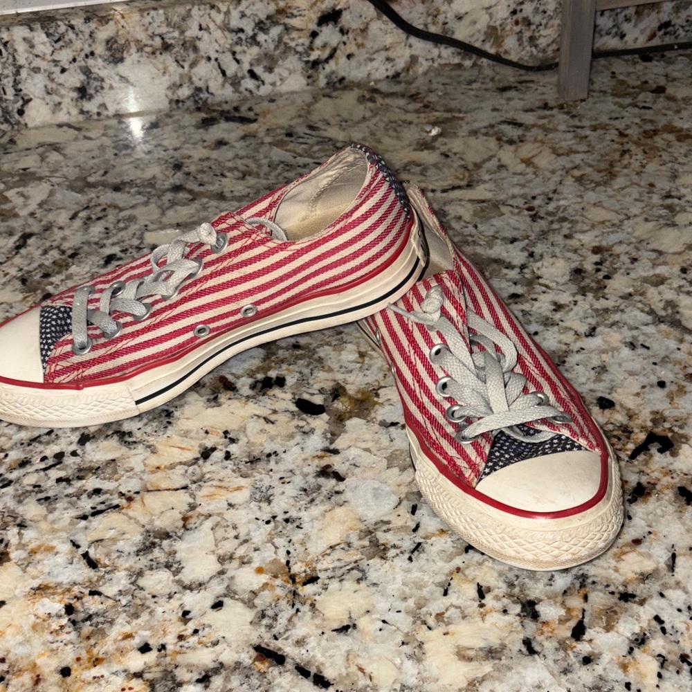 Converse All Star Red and White Striped Sneakers size 7